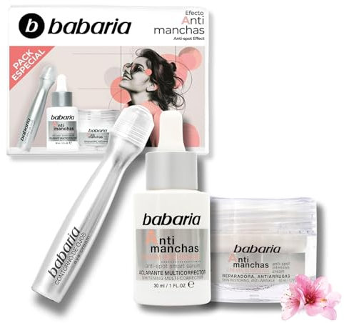 Babaria - Coffret cadeau pour femme contre les taches, le contour des yeux, le sérum pour le visage et la crème anti-taches pour le visage | Pack anti-âge | hydrate, répare et réduit les taches, les