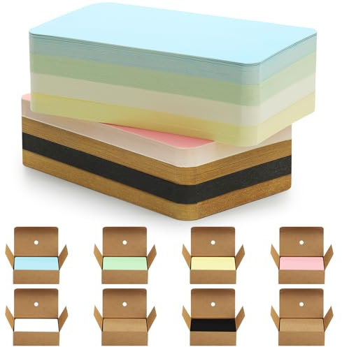 Omtofo 800 Stück Blanko Papier Karten, 9 x 5.4cm Bunte Karteikarten, Kraftpapier Karten, Karteikarten Blanko für Graffiti, Nachricht, Lernen, Heimwerken, Gedächtnis