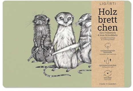Ligarti® Frühstücksbrettchen aus Holz | Nachhaltiges Frühstücksbrett 22x15 cm, ideal für köstliche Frühstücksmomente | Hergestellt in Schweden, spülmaschinenfest