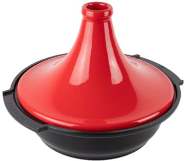 PEUGEOT - Tajine-Topf aus Keramik - 30 cm - Für alle Herdarten geeignet, einschließlich Induktion - Französiches Know-How - Rot