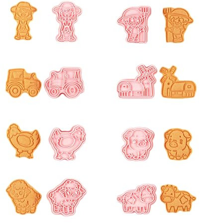 TSMORY Set of 8 Farm Animal Cookie Molds Biscuit Cutter Small Cookie Making Tool