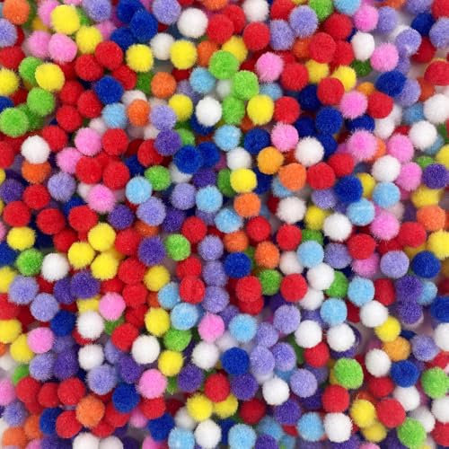 Sudnsadaks 500 Pièces Pompons Loisirs Creatifs, 10 mm Mini Multicolores Craft Petit Pompom, Craft Pompoms Loisirs Creatifs, Pompon Rond Doux et Moelleux pour Enfants, Loisirs Créatifs, Décorations