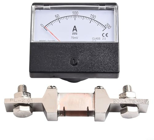 DH-670 Medidor de panel amperímetro CC analógico, 0-200A/300A con derivación, amperímetro DH-670 DC 0-200A/300A/75mV y amperio del panel de derivación (200A)