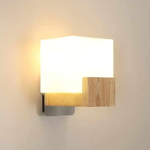 Osairous Wandleuchte Interieur E27 Wandlampe Kreativität Wandlampe Innen Holz Geeignet für Schlafzimmer, Flur, Treppe，Ohne Glühbirne