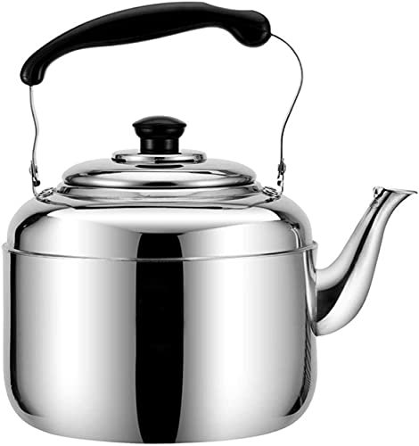 Bollitore a fischio per fornello, teiera in acciaio inox per piano cottura, bollitore da 4-8 l, grande capacità con fischietto (5 L)