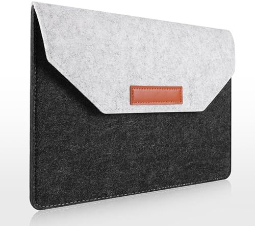 Ultra-Dünne Laptop Hülle Tasche 13.3 Zoll (36x26cm) - Laptophülle Kompatibel mit MacBook Pro 14/13 Air 13 Surface Book/Dell/HP - Filztasche mit Stoßschutz & Handyfach (Grau/Schwarz)
