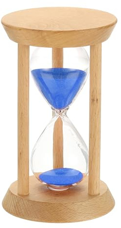 PATIKIL 30 Minutes Sand Timer, 1 Pcs Wooden Sand Watch High Glass Sandglass Timer for Living Room Home Office Restaurant Decoration, Blue