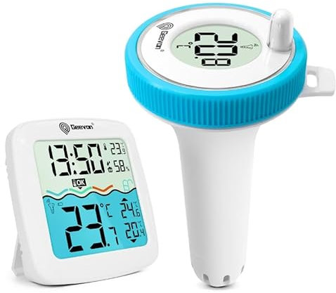 Pavlleen Termometro per Piscina Wireless, Termometro Digitale Galleggiante Impermeabile per Piscina, Ideale per Spa, Idromassaggio e Acquario