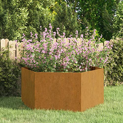 HaoChrymec Pot de Fleurs Rouillé with Acier Corten, Résistant aux Intempéries, Design Élégant, Jardinières Extérieur, Bac à Fleurs Extérieur, Potager Intérieur, Rouille Naturelle, 90 x 90 x 45 cm