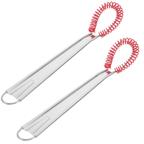 Cabilock Lot de 2 Fouets à Ressort en Inox avec Embout Silicone Rouge, Fouet à Spirale Anti-Rayures pour Sauces et Vinaigrettes, Batteur à Œufs Manuel Ergonomique, Accessoire de Cuisine Compact