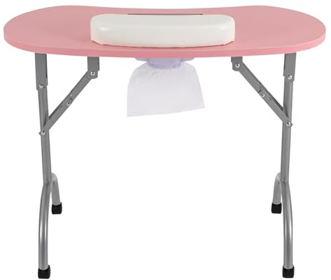 Mudshape Versatile Klappbarer Nageltisch, tragbarer Mobile Nageltisch, Beauty Salon Zubehörteile mit Lüfter rosa