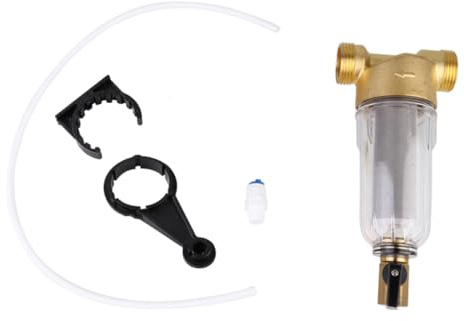 TOYZFRIENDY Filtre à Eau Sédiments Cuivre Robuste avec Fonction Auto Rinçage Préfiltre Anticalcaire pour Toute Raccord Filetage Points