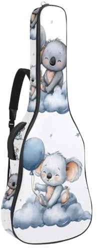 Gitarrentasche in voller Größe, wasserdichte Gitarren-Abdeckung, Tragetasche für akustische klassische E-Gitarren, Vintage-Stil, weiße Blumen, Mehrfarbig 02, 42.9x16.9x4.7 in, Lässiger Tagesrucksack