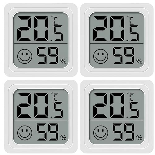 Luthando Mini Thermometer Innen, Thermometer Hygrometer Innen, Raumthermometer Mini LCD Heimthermometer für kinderzimmer, Arbeitszimmer, Schlafzimmer, Gewächshaus (4)