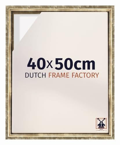 Dutch Frame Factory - Schattenfugenrahmen 40x50 cm Gold Antik - MDF | Schattenfugenrahmen für Leinwände, Geeignet für Leinwände bis 2 cm Dicke, Ohne Rückwand und Glas, Made in Holland