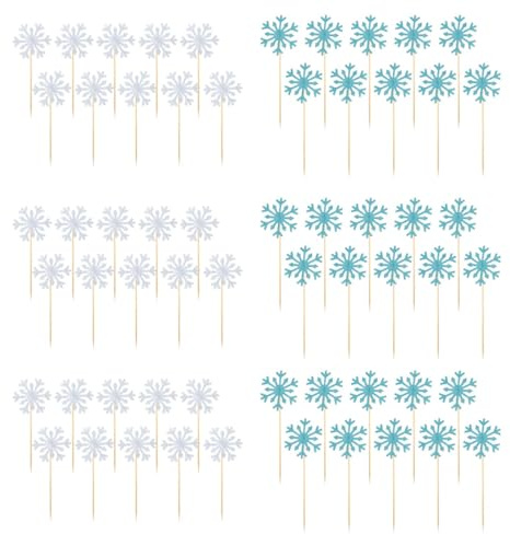 YUVKIN 60 Pezzi Decorazioni Torta Frozen Topper Cupcake Regina dei Ghiacci (Argento/Blu)