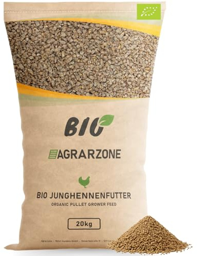 Agrarzone Bio kycklingfoder för unga höns mognadsfoder 20 kg – balanserat helfoder för starka unga höns – ekologiskt kycklingfoder för optimal utveckling från 6 till 21. Vecka