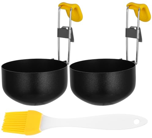 SHINEOFI 2 piezas Anillos para Huevos Plegables de Acero Inoxidable Molde Antiadherente para Cocinar Huevos Poché con Cuchara Única para Presentación Herramienta Versátil para Cocina