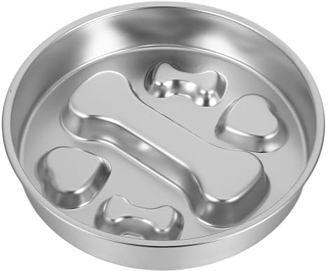 WEKAMOS Edelstahl Futternapf mit Fressbremse für Hunde und Welpen rutschfeste Leckschale aus Metall für Langsames Fressen Anti Schling Napf für Drinnen und Draußen