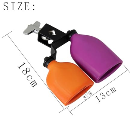 OSOLADY Accessorio per Batteria Campanaccio a Doppio Tono, Blocco Tamburo a Blocchi in Legno Bicolore Viola e Arancione, per Strumenti a Percussione