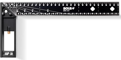 Sola SRA 300 - Anschlagwinkel für Schreiner und Tischler, hoch präziser Schreinerwinkel mit ausfahrbarer Griffauflage, integrierter Anreißnadel und beschichteter Stahlklinge mit lasergravierter Skala