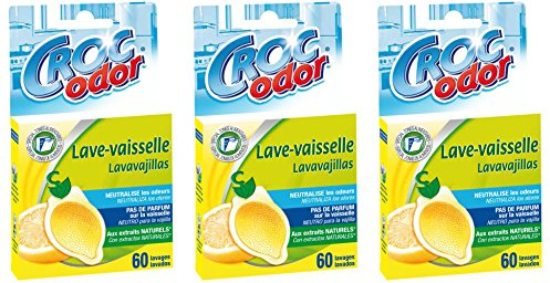 Croc'Odor - Désodorisant lave vaisselle Citron - Lot de 3