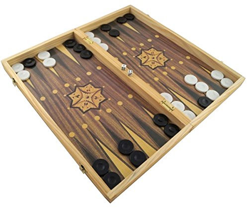 PrimoLiving Deluxe Holz Backgammon Set - 50 x 47 cm - inklusive Schachbrett
