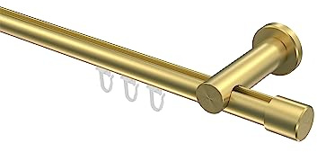 INTERDECO Innenlauf-Gardinenstange 20 mm, moderne Innenlaufstange aus Metall, Messing-Optik, zur Wandmontage, Typ 10213111, 240 cm