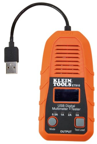 Klein Tools ET910 USB-Digitalmessgerät | USB-Tester für Spannung Strom Kapazität Energie und Widerstand | LCD-Display | Speicher für 10 Messwerte