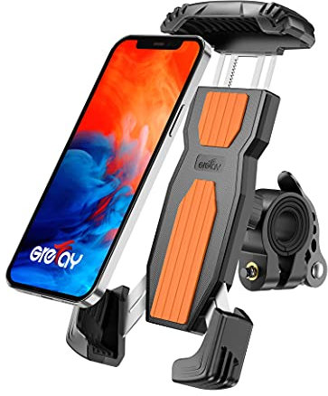 Grefay Fahrrad Handyhalterung, Anti-Shake Schnellspanner Edelstahl Motorrad Fahrrad Universal Handy Halterung Mit 360 Drehen für 4.7-6.9 Zoll Smartphone