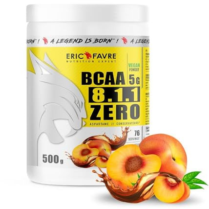 BCAA POUDRE 8.1.1 Zero - Acides Aminés Musculation Vegan - Votre Allié Pour Des Entraînements Efficaces - Performance Accentuée - 500g - Saveur Thé Pêche - Eric Favre