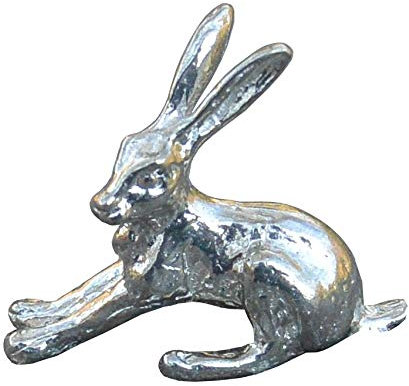Tierfigur Hase, Kleine Hasenfigur, Handgegossen von William Sturt, aus Deutsche Zinn (Pewter)