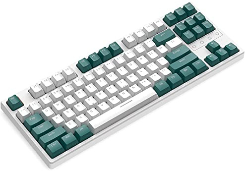 75% Clavier Mécanique de Jeu Sans Fil, Tri-mode - BT5.0/2,4 GHz/Filaire USB, TKL 80% Compacte 87 Touches, Éclairage RVB LIGHTSYNC, Hot Swappable Clicky Tactile Switch, Rechargeable 3000mAh - Vert