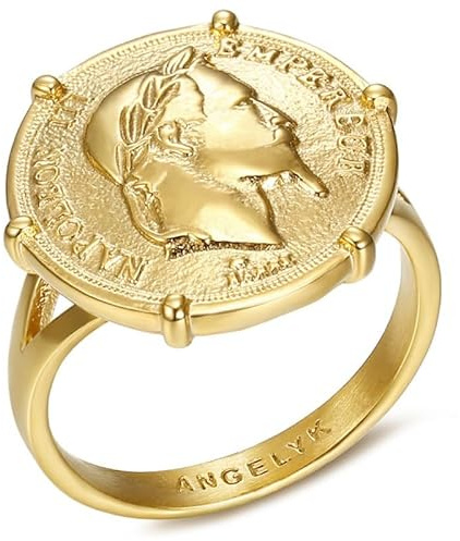 BOBIJOO Jewelry - Bague Chevalière Homme Femme Napoléon III Sertie Griffée Pièce 20 Francs Or Louis Acier 316L Plaqué - 60 (9 US)