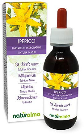 Hipérico o hierba de San Juan (Hypericum perforatum) hierba con flores Tintura Madre sin alcohol Naturalma - Extracto líquido gotas 120 ml - Complemento alimenticio - Vegano