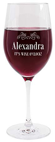 Herz & Heim® Weinglas mit Namensgravur It's wine o'clock - Geschenkidee für Weintrinker – 430 ml Leonardo Rotweinglas personalisiert mit Name
