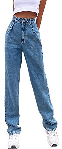 Women's Jeans Regular Relaxed Fit Straight Leg High Waisted Trendy Vintage Boyfriend Juniors Mom Fit Jeans