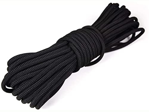 KuTi Kai 20M(64FT) Nylon Rope,Traction Tying Powerful Rope,Multi-functional Thick Tarp Hanging String for Gardening Design,Wedding,Fishing and DIY(Black, 6MM)