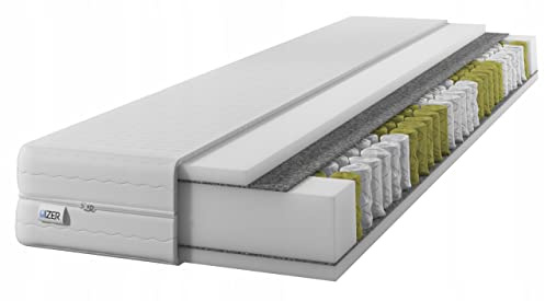 IZER Matratze Gold 180x200 cm / 7-Zonen/Taschenfederkern/Versteppter Bezug / H3 / Zweiseitig Federkern