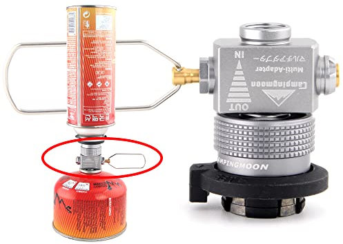 Campingmoon Gaskartuschen Adapter Gas Nachfülladapter Butan Schraubventil Adapter Campingkocher Adapter Kraftstoff-Transfergerät für Rucksackreisen Lindal Ventil Kanister mit Entlüftungsfunktion