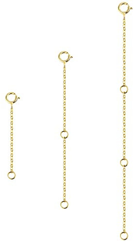 ALEXCRAFT 3 Stück Kettenverlängerung Gold, 14 Vergoldete Gold Verlängerung Kette Halskette Fußkette Armband Verlängerungskette für Schmuckherstellung Damen Herren, 2 4 6 inch