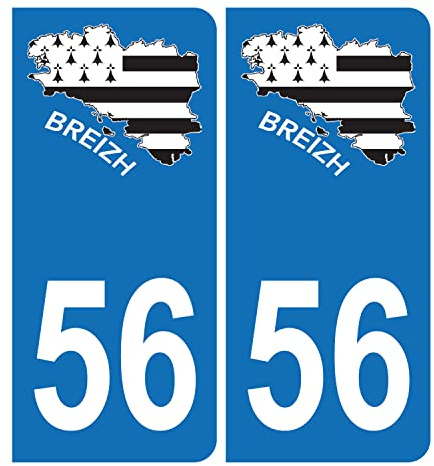 HADEXIA Pegatina de matrícula de coche 56 mapa de Bretaña