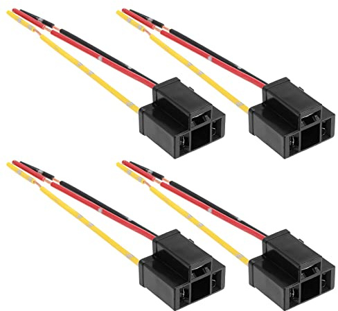 YINETTECH 4 Stück Scheinwerfer-Verkabelungsstecker Ersatz Kompatibel mit H4 HB472 472 Glühbirnen 3-poliger Scheinwerfer-Reparatur-Lampen-Kabelbaum-Stecker-Kabelbuchse