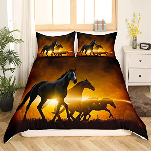 Housse de Couette 220x240 Cheval,Ensemble de Literie Animalier Cheval Sauvage Imprimé Housse Couette Pour Enfants Adultes Garçons Homme Literie Doux Et Respirant Pour La Décoration de La Chambre