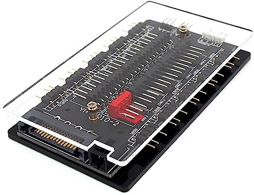 ITleads Hub de ventilador RGB de 10 puertos, 5 V/3 pines, direccionable PWM, fuente de alimentación SATA, control de placa base, 4 planos traseros magnéticos, color negro