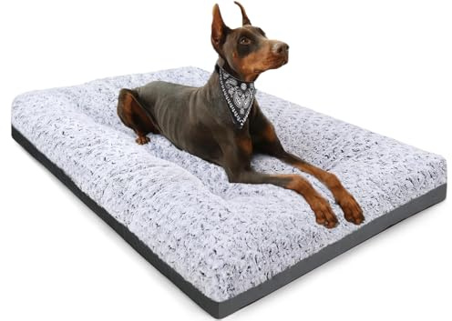 POCBLUE Camas para Perros para jaulas (Grande (36 x 23 Pulgadas), Gris Oscuro)