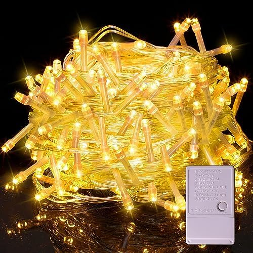 Dsclavacy Fairy Lights Indoor & Outdoor, 20m 200 LED String Lights Plug in Warm White Waterproof 8 Modes, Led Lights for Bedroom Mains Powered Remote Garden Outside Indoor Decorations