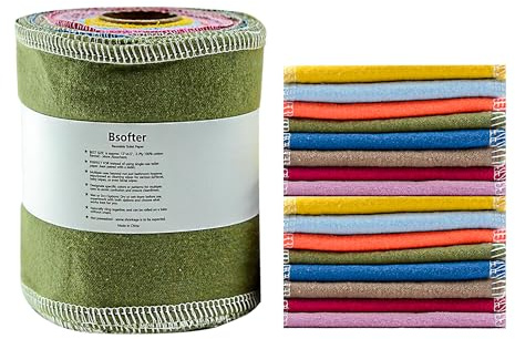Bsofter Wiederverwendbare Toilettenpapierrollen - 28 Stück wiederverwendbares Toilettenpapier waschbar Toilettenpapier Camper RV Toilettenpapier 2-lagig papierloses Tp Tuch Bidet Handtücher