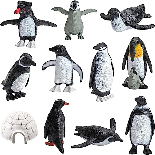 KATELUO Animaux Polaires, 11pcs Figurines Animaux Marins et Pingouin, pour la Décoration de la Maison, Noël et Gâteaux