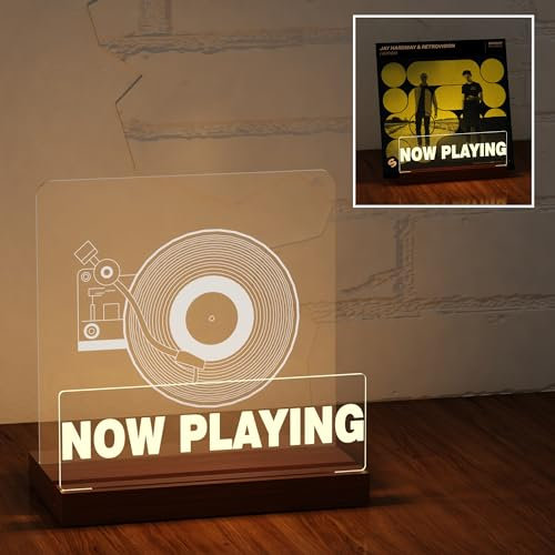 Ammonite Beleuchten Now Playing Vinyl-Schallplattenständer, Plattenständer, hölzerne Acryl-Halter für und Lagerung mit Warmweiße Farbe Lichter LED Anzeige Aufbewahrungs Sammlungshalter